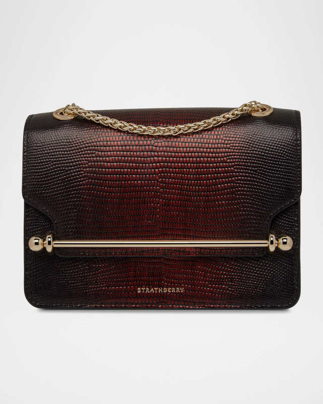Mini Ombre Lizard-Embossed Leather Shoulder Bag